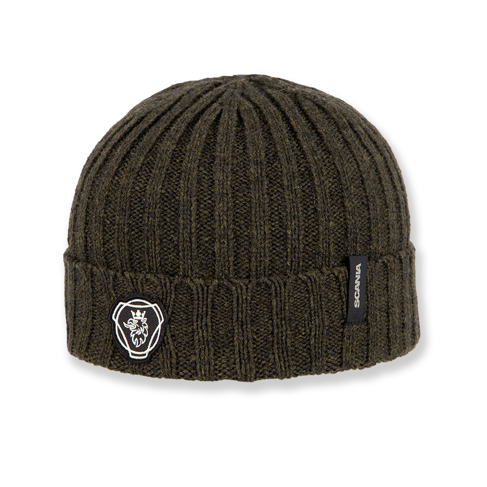 Kids Ribbed Beanie - Olive Green