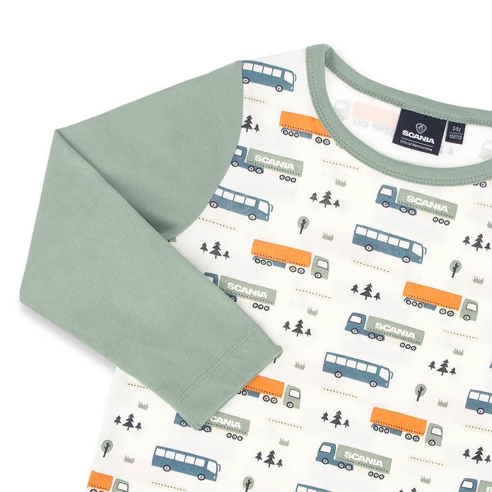 Dziecięcy zestaw piżamy z motywami ciężarówki i autobusu