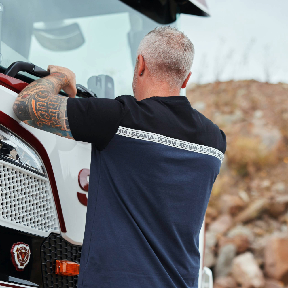 Męski T-shirt Duo retro, kolor granatowy