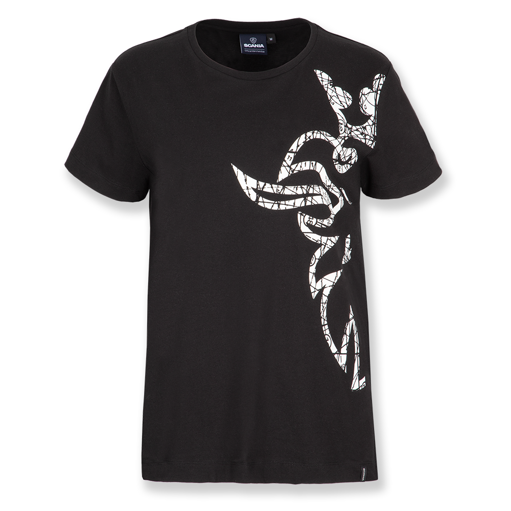 Women's Black Loose Fit Griffin T-Shirt