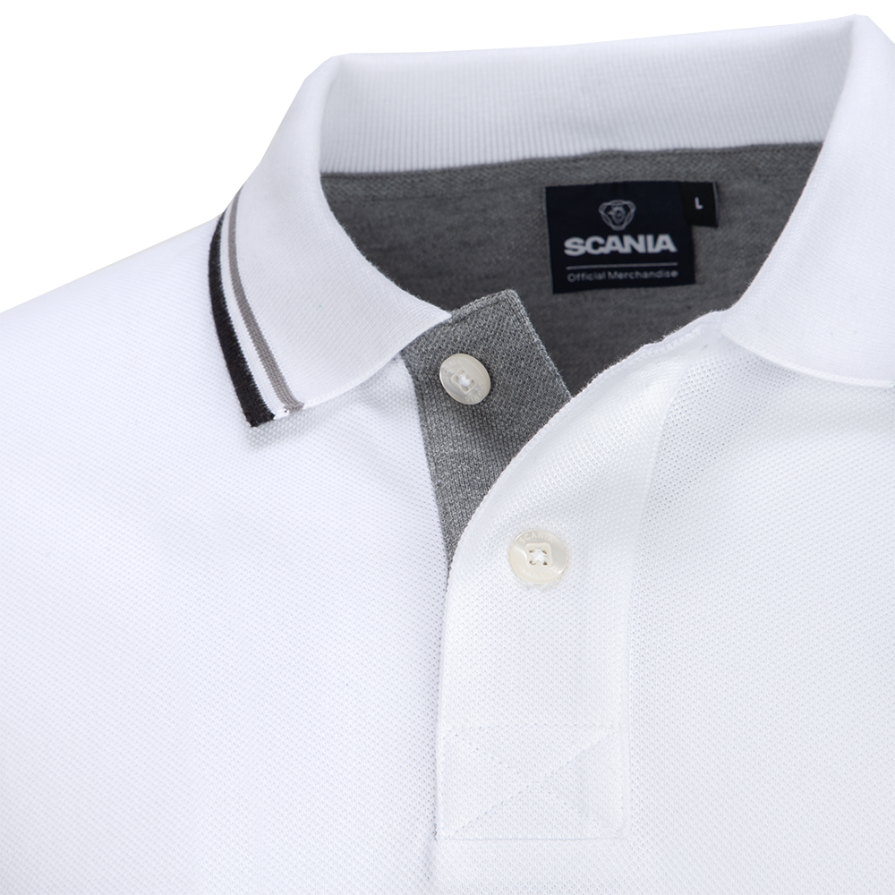 Men's White Classic Scania Pique