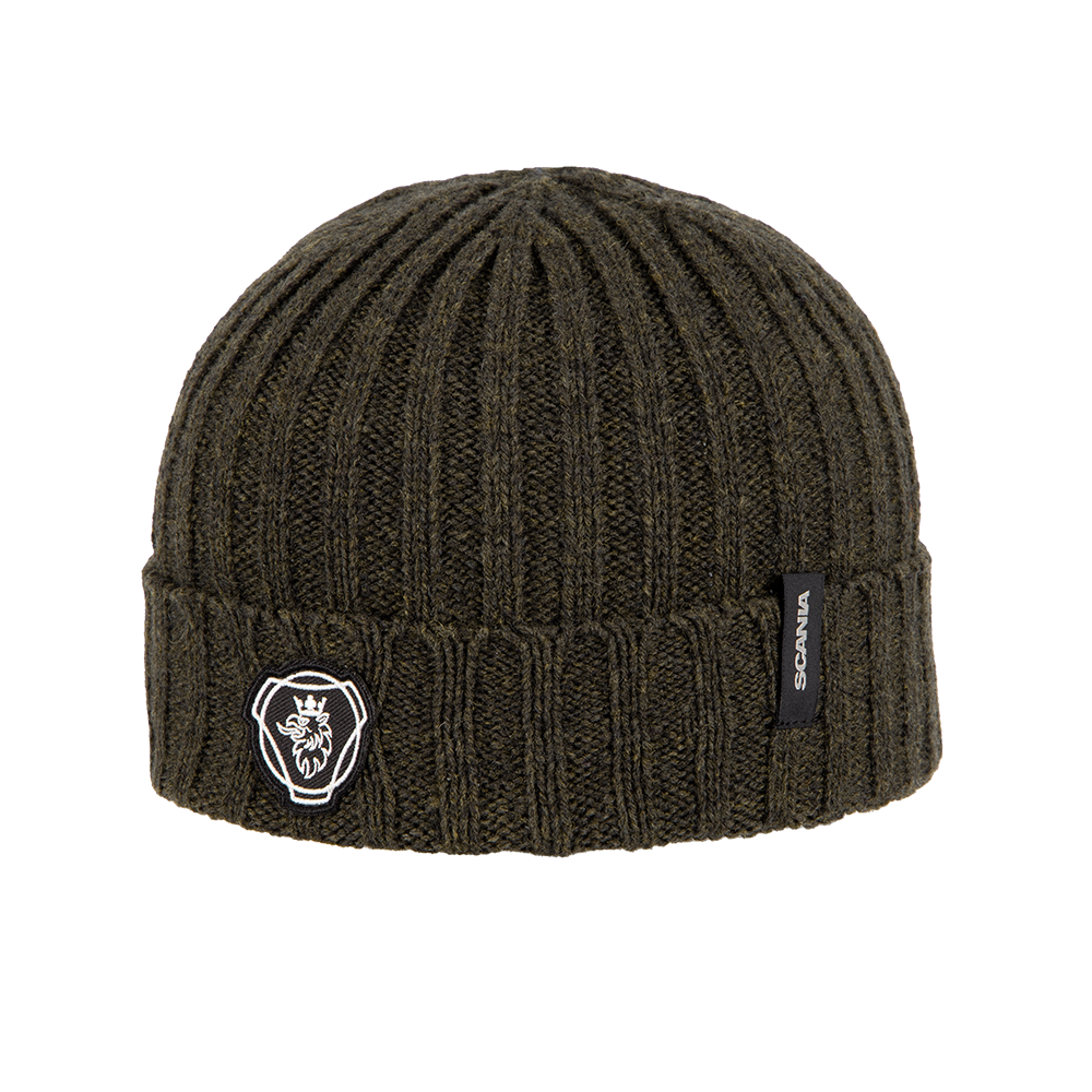 Kids Ribbed Beanie - Olive Green